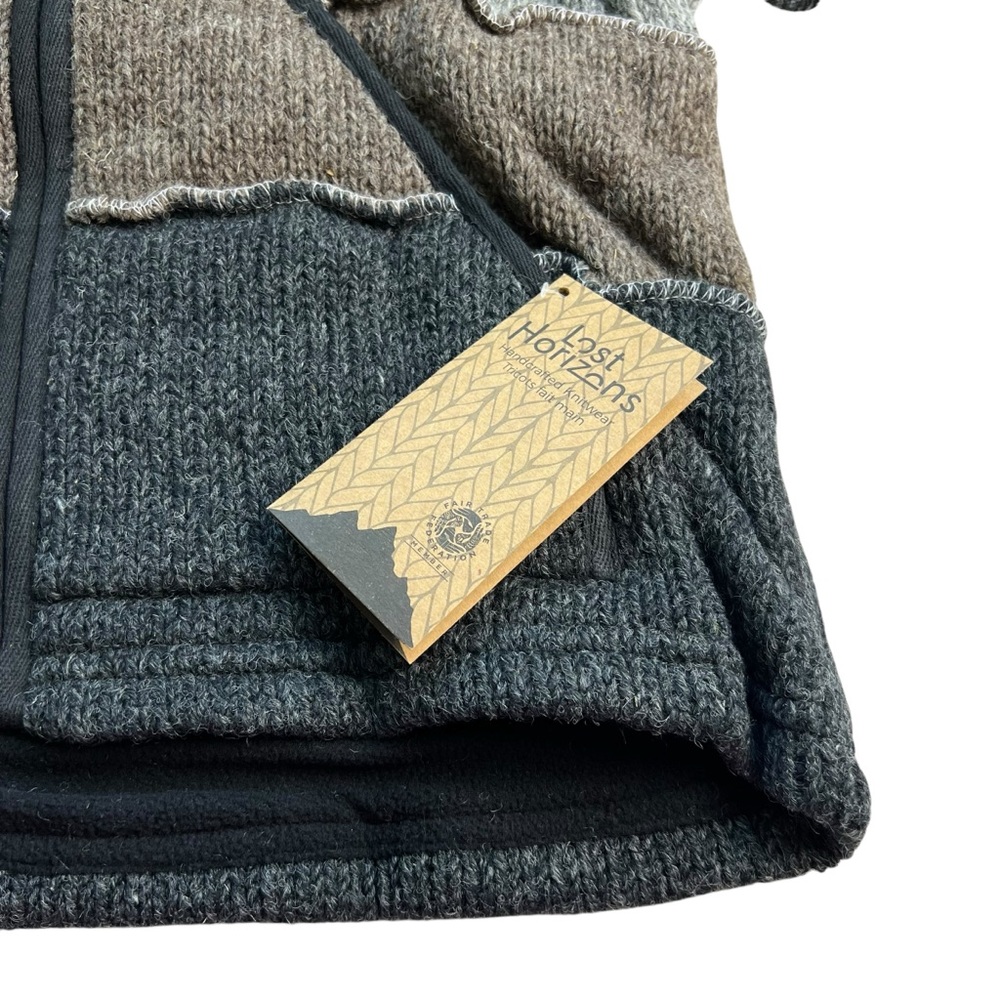 Lost Horizons NEW Selkirk Wool Fleece Line Hooded Patchwork Sweater Men’s M - Picture 3 of 12